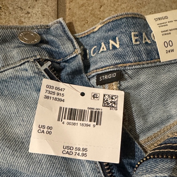 American Eagle Outfitters Light Blue Distressed Jean Shorts - Picture 2 of 6